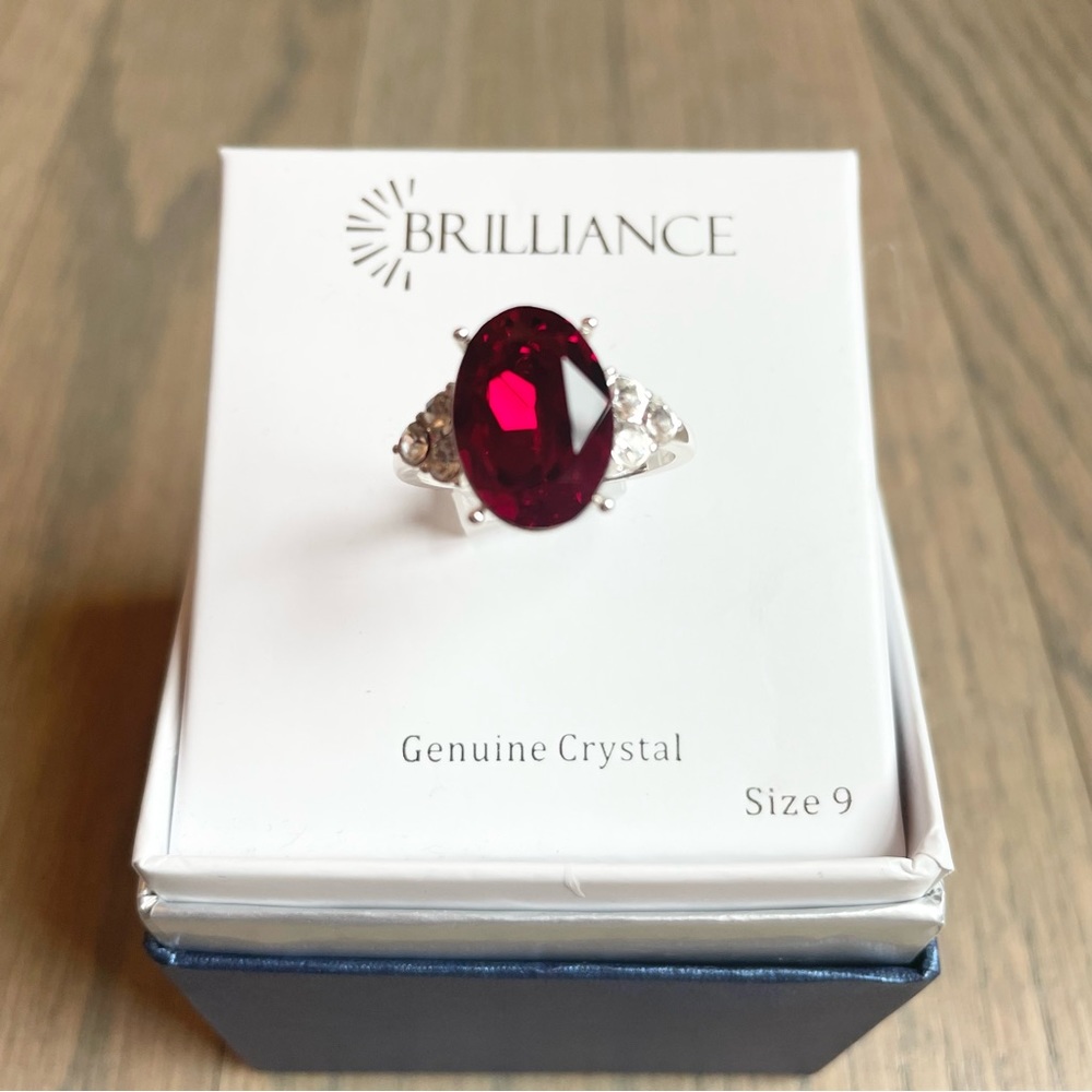 NWT red and silver genuine Crystal size 9 ring